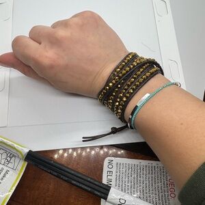 Brown and Gold Beaded Wrap Bracelet